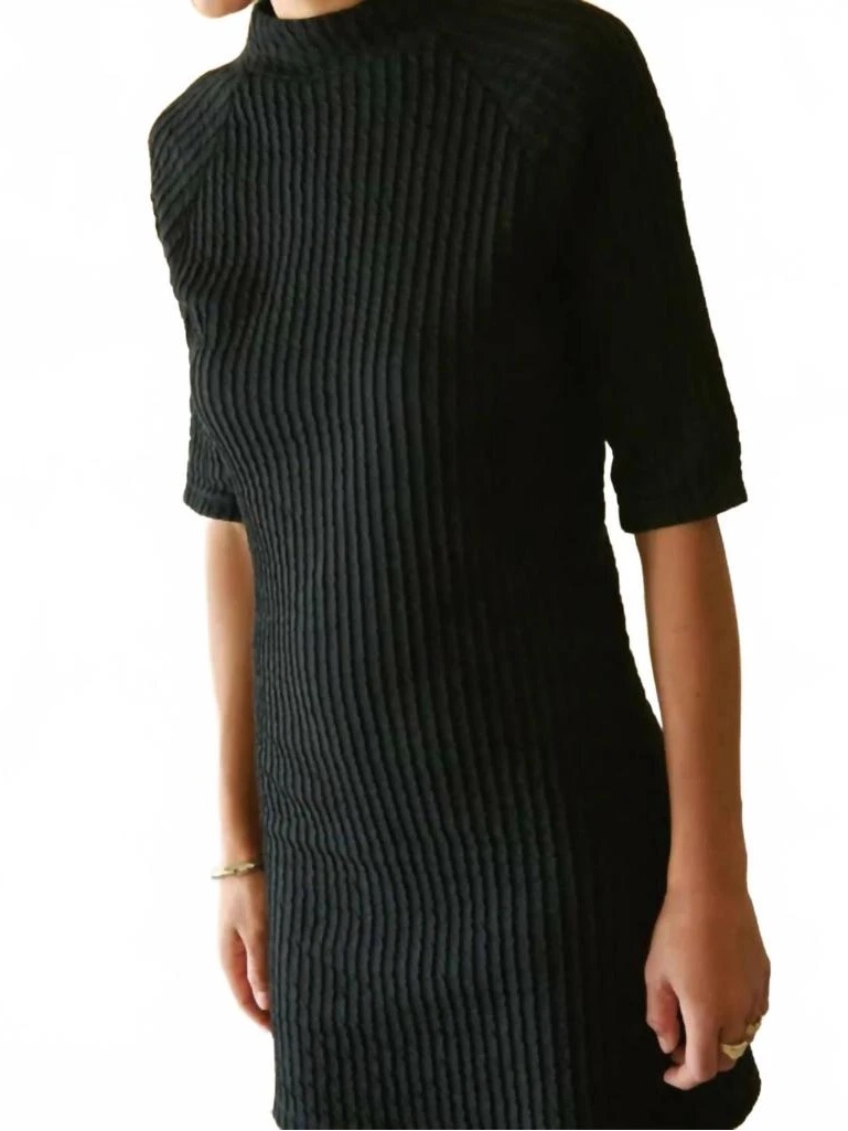 Nation Ltd Black Ribbed Mini Dress Organic Cotton Nwt Minimalist Fitted Chic